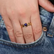 Anello testurizzato regolabile per cabochon a fondo piatto da 5 mm - Acciaio inossidabile 316L Gold