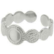 Anello testurizzato regolabile per cabochon a fondo piatto da 5 mm - Acciaio inossidabile 316L x1|raw }}