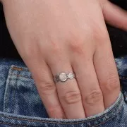 Anello regolabile con finitura ruvida per cabochon da 5 mm - Taglie da T.54 a T.58 - Acciaio inossidabile 304