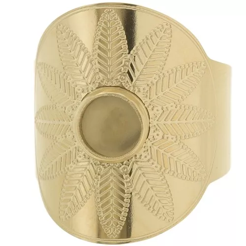 Anello regolabile largo - cabochon 6 mm - Misura 59 a 65 - Acciaio inox 316L ORO