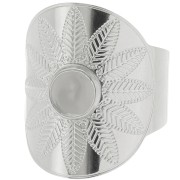 Anello regolabile largo- cabochon 6 mm - Misura 59 a 65 - Acciaio inox 316L|raw }}