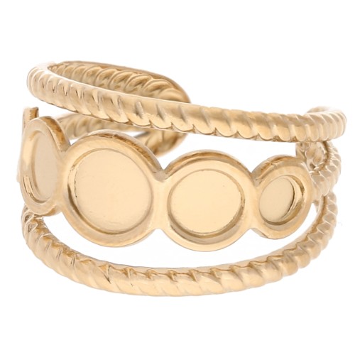 Anello regolabile a effetto intrecciato per cabochon da 5 mm, 4 mm e 3 mm - Acciaio inossidabile 304 dorato