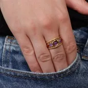 Anello regolabile a effetto intrecciato per cabochon da 5 mm, 4 mm e 3 mm - Acciaio inossidabile 304 dorato