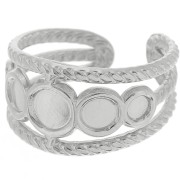 Bague réglable effet tressé pour cabochon 5 mm, 4 mm & 3 mm - Acier inox 316L x1|raw }}