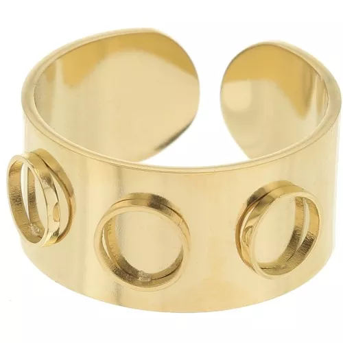 Anello regolabile per cabochon da 5 mm - Acciaio inossidabile 316L doratox1