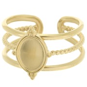 Anello regolabile a più file per cabochon 8x6 mm - da T.52 a T.58 - Acciaio inossidabile 304 Dorato|raw }}