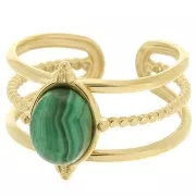 Anello regolabile a più file per cabochon 8x6 mm - da T.52 a T.58 - Acciaio inossidabile 304 Dorato