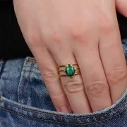 Anello regolabile a più file per cabochon 8x6 mm - da T.52 a T.58 - Acciaio inossidabile 304 Dorato