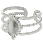 Anello regolabile a più file per cabochon da 8x6 mm - Acciaio inossidabile 316L x1|raw }}