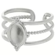 Anello regolabile a più file per cabochon da 8x6 mm - Acciaio inossidabile 316L x1