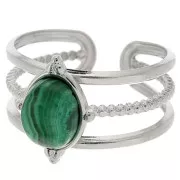 Anello regolabile a più file per cabochon da 8x6 mm - Acciaio inossidabile 316L x1