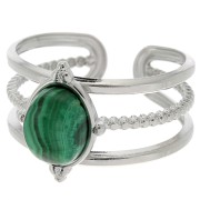 Anello regolabile a più fili per cabochon 8x6 mm - Taglie da 52 a 58 - Acciaio inossidabile 304 x1