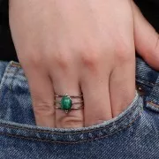 Anello regolabile a più file per cabochon da 8x6 mm - Acciaio inossidabile 316L x1