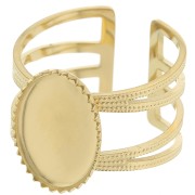 Anello regolabile a più file per cabochon da 14x10 mm - Acciaio inossidabile dorato 316L x1|raw }}