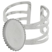 Anello regolabile a più file da T.52 a T.61 per cabochon da 14x10 mm - acciaio inox 304 x1