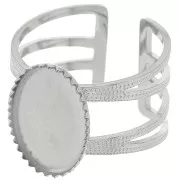 Anello regolabile a più file da T.52 a T.61 per cabochon da 14x10 mm - acciaio inox 304 x1