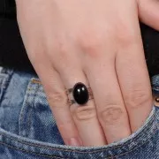 Anello regolabile a più file da T.52 a T.61 per cabochon da 14x10 mm - acciaio inox 304 x1