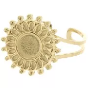 Anello regolabile a forma di sole per cabochon da 6 mm - Taglie da 52 a 60 - Acciaio inossidabile 304 Dorato x1