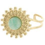 Anello regolabile a forma di sole per cabochon da 6 mm - Taglie da 52 a 60 - Acciaio inossidabile 304 Dorato x1