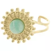 Anello regolabile a forma di sole per cabochon da 6 mm - Taglie da 52 a 60 - Acciaio inossidabile 304 Dorato x1