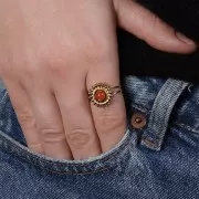 Anello regolabile a forma di sole per cabochon da 6 mm - Taglie da 52 a 60 - Acciaio inossidabile 304 Dorato x1