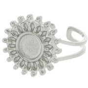 Anello a raggiera regolabile per cabochon da 6 mm - da T.52 a T.60 - acciaio inox 304