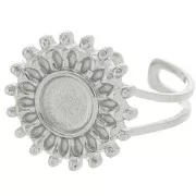 Anello a raggiera regolabile per cabochon da 6 mm - da T.52 a T.60 - acciaio inox 304