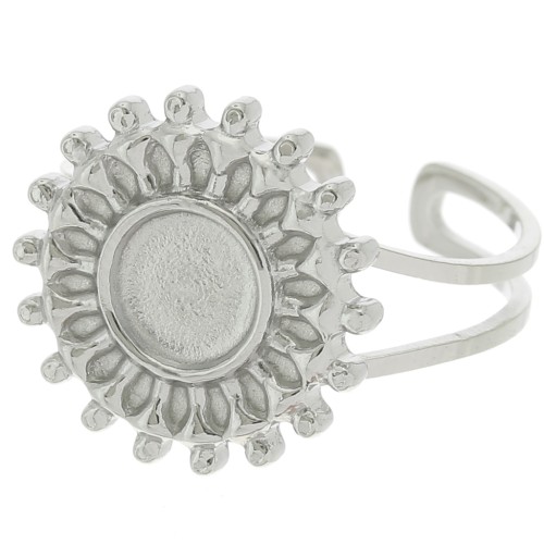 Anello a raggiera regolabile per cabochon da 6 mm - da T.52 a T.60 - acciaio inox 304