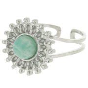 Anello a raggiera regolabile per cabochon da 6 mm - da T.52 a T.60 - acciaio inox 304