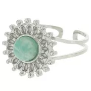 Anello a raggiera regolabile per cabochon da 6 mm - da T.52 a T.60 - acciaio inox 304