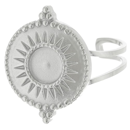 Anello etnico regolabile per cabochon da 6 mm - Acciaio inossidabile 316L x1