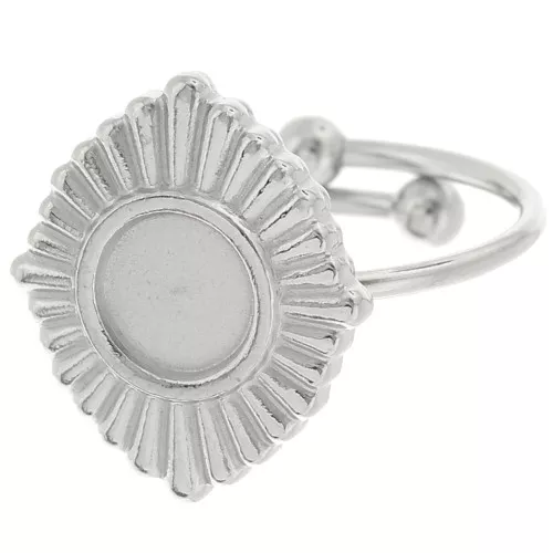 Anello etnico regolabile per cabochon da 6 mm - Acciaio inox 316L x1