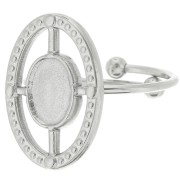 Anello sottile ovale incavato regolabile per cabochon 8x6 mm - Acciaio inossidabile 316L x1|raw }}
