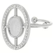 Anello sottile ovale incavato regolabile per cabochon 8x6 mm - Acciaio inossidabile 316L x1