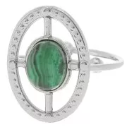 Anello sottile ovale incavato regolabile per cabochon 8x6 mm - Acciaio inossidabile 316L x1