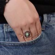 Anello sottile ovale incavato regolabile per cabochon 8x6 mm - Acciaio inossidabile 316L x1