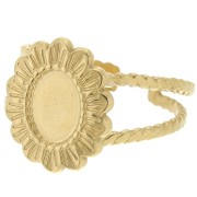 Anello regolabile a fiore con effetto intrecciato da T52 a T58 cabochon 8x6mm - Acciaio inossidabile 304 Dorato