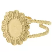 Anello regolabile a fiore con effetto intrecciato da T52 a T58 cabochon 8x6mm - Acciaio inossidabile 304 Dorato