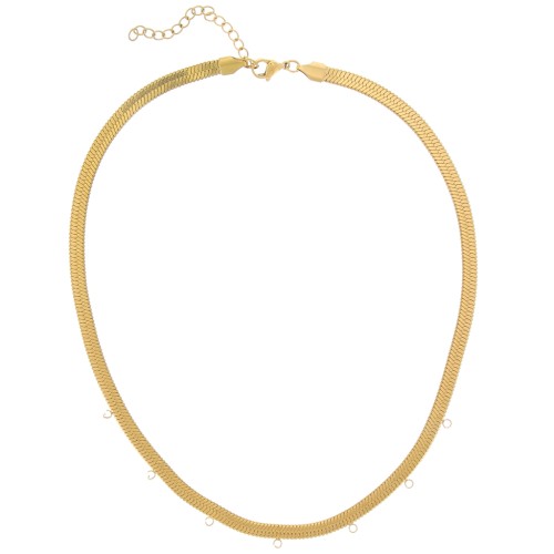 Catena piatta a serpente 5mm 7 anelli 304L in acciaio inossidabile Dorato x42cm