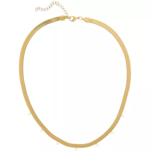 Catena piatta a serpente 5mm 7 anelli 304L in acciaio inossidabile Dorato x42cm