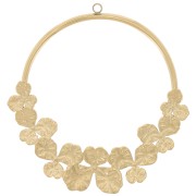 Pendente forma di cerchio cavo con fiori 38 mm-Acciaio inossidabile 316L dorato x1|raw }}