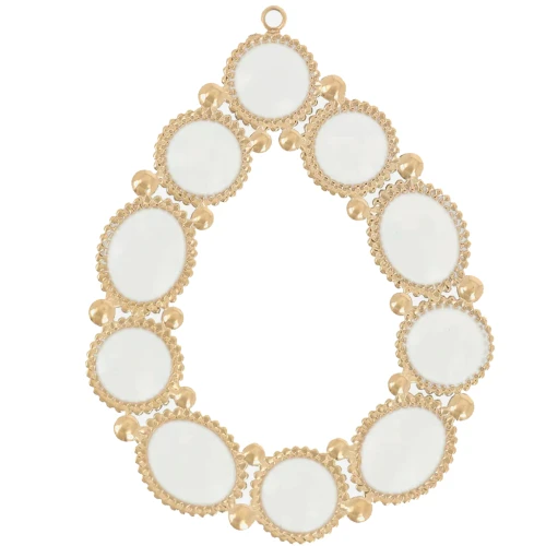 Pendente a goccia 48,5x37 mm con resina epossidica - Acciaio inossidabile 304 Dorato - Crema