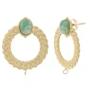 Orecchini con corona intrecciata 25mm per cabochon 8x6 mm Acciaio inox316L dorato