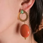 Orecchini con corona intrecciata 25mm per cabochon 8x6 mm Acciaio inox316L dorato