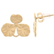 Orecchini perno con fiori in rilievo 14x18 mm - Acciaio inossidabile 304L Dorato x2