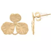 Orecchini perno con fiori in rilievo 14x18 mm - Acciaio inossidabile 304L Dorato x2