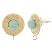 Orecchini a perno tondi da 14 mm per cabochon da 6 mm - Acciaio inossidabile placcato oro 304 x2