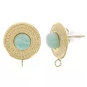 Orecchini a perno tondi da 14 mm per cabochon da 6 mm - Acciaio inossidabile placcato oro 304 x2