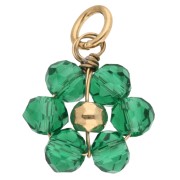 Ciondolo fiore in vetro sfaccettato da 10 mm - Acciaio inossidabile 304 Gold - Verde x1