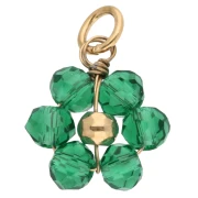 Ciondolo fiore in vetro sfaccettato da 10 mm - Acciaio inossidabile 304 Gold - Verde x1